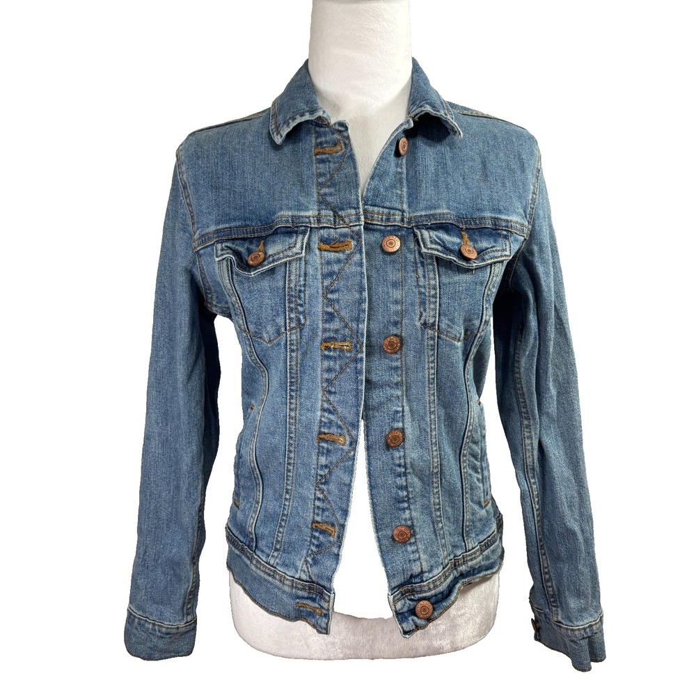 Old Navy Denim Trucker Jacket Blue Stretch Classic Casual Outerwear Timeless S